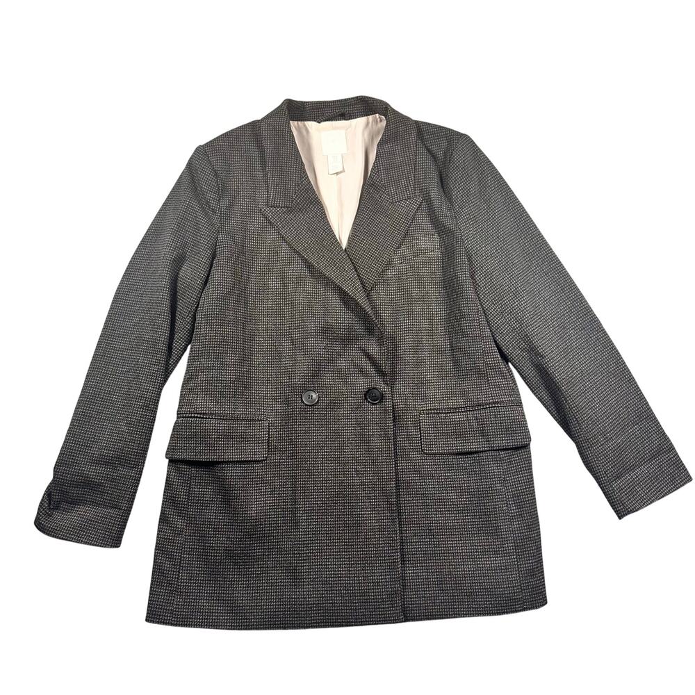 H&M Houndstooth Blazer Gray Black Size M